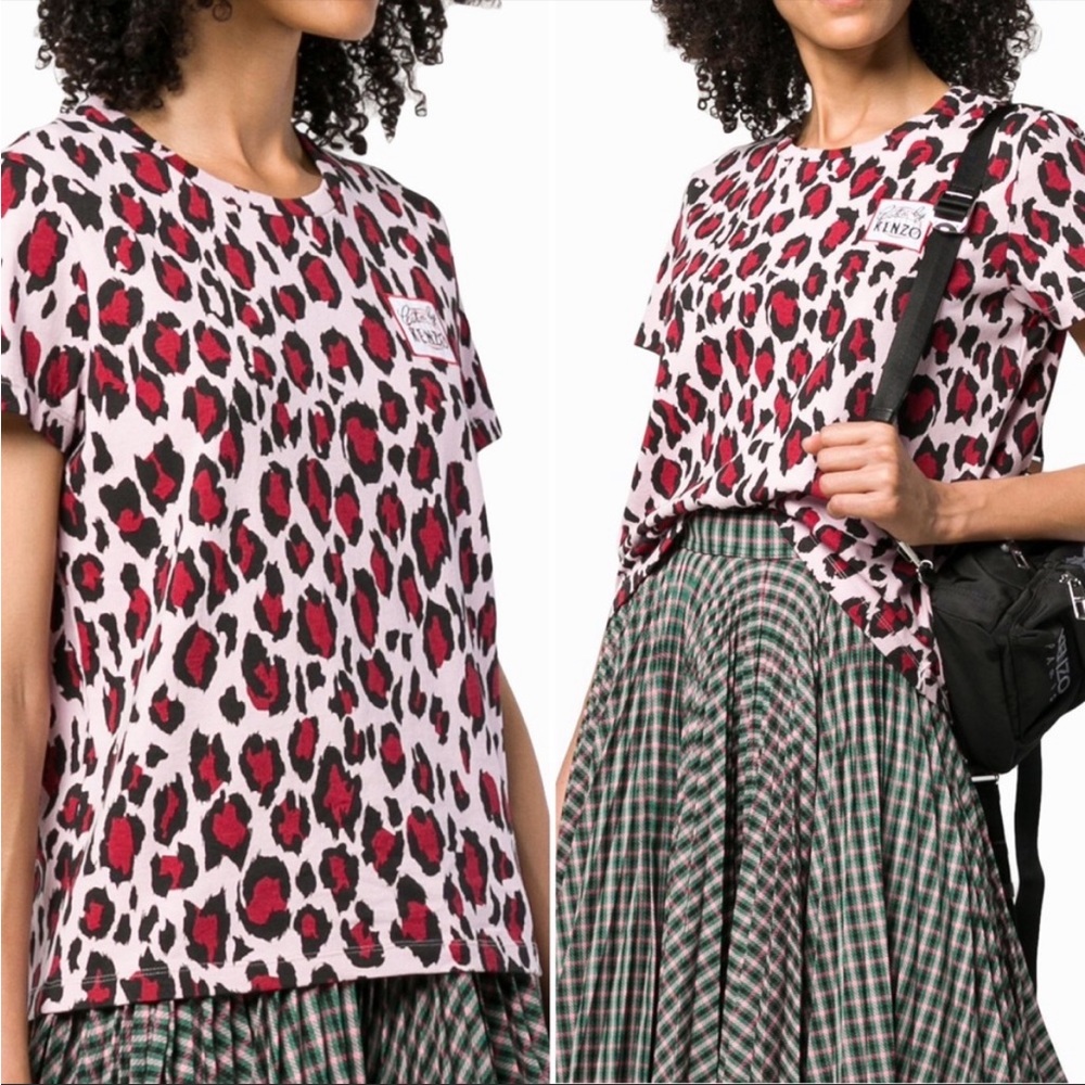 Kenzo Cheetah Animal Print Pink T-Shirt S